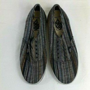 Vans Womens Size 7 Grey Stripe Skateboard Sneaker Slip On